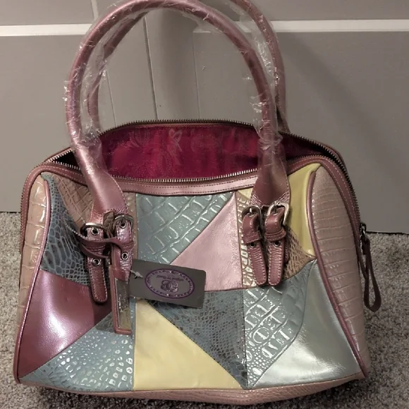 New With Tags Sharif Vintage  Multicolor Patchworkl uxury Shoulder Bag - Picture 2 of 8